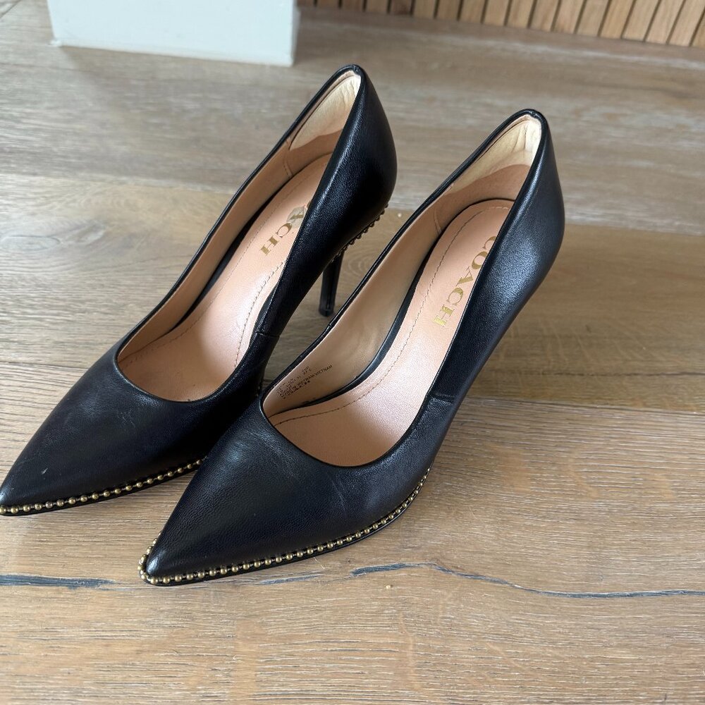 Coach black pumps with gold studs